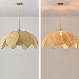 Rattan Lotus Pendelleuchte Cafe Retro Rattan Art Deckenleuchte