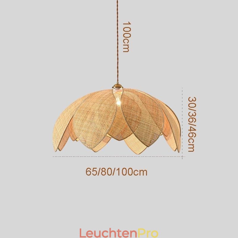 Rattan Lotus Pendelleuchte Cafe Retro Rattan Art Deckenleuchte