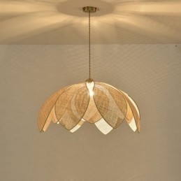 Rattan Lotus Pendelleuchte Cafe Retro Rattan Art Deckenleuchte