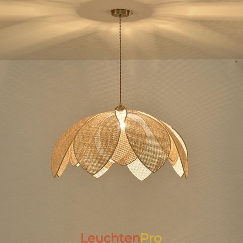 Rattan Lotus Pendelleuchte Cafe Retro Rattan Art Deckenleuchte