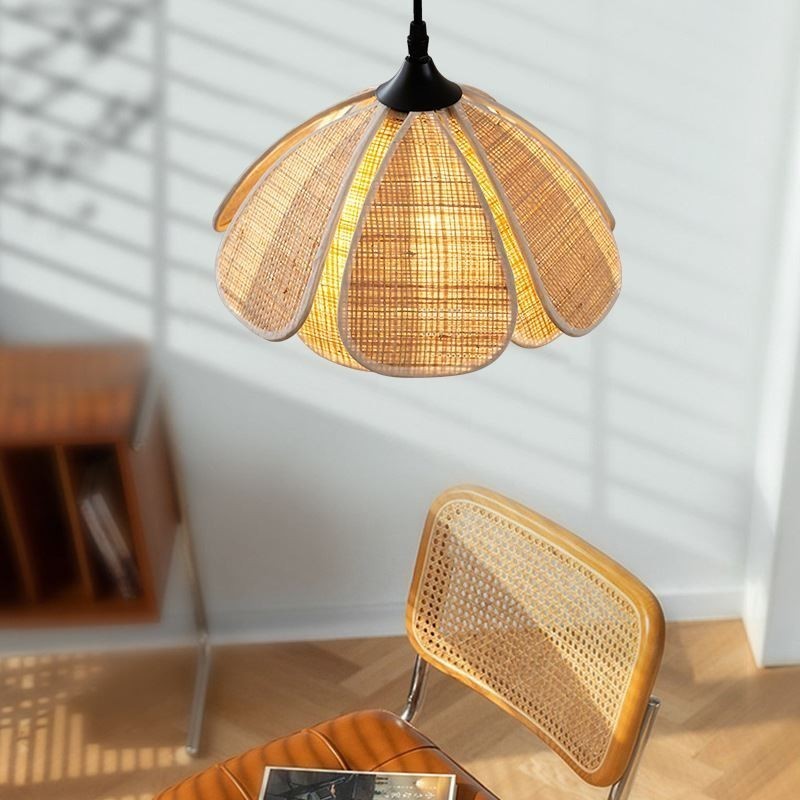 Rattan Pendelleuchte Retro Rattan Deckenleuchte