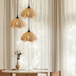 Rattan Pendelleuchte Retro Rattan Deckenleuchte