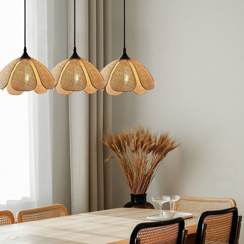 Rattan Pendelleuchte Retro Rattan Deckenleuchte