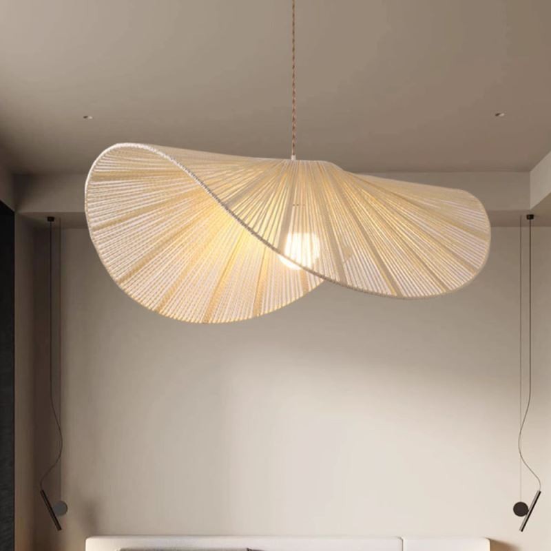 Retro Pendelleuchte Kreative Wabi Sabi Strohhut Hanfseil Deckenleuchte