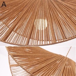Retro Pendelleuchte Kreative Wabi Sabi Strohhut Hanfseil Deckenleuchte