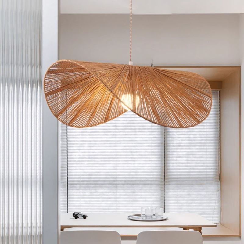 Retro Pendelleuchte Kreative Wabi Sabi Strohhut Hanfseil Deckenleuchte