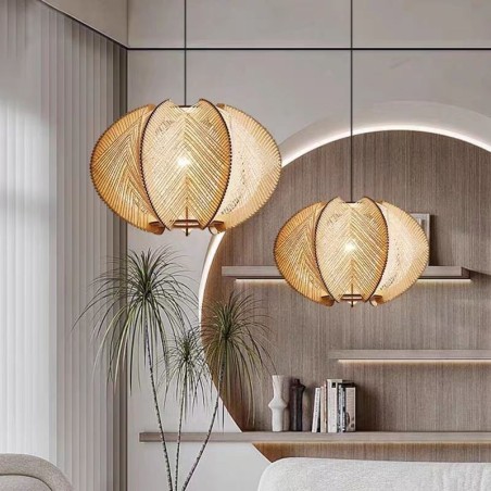 Nordische Pendelleuchte, Retro-Wabi-Sabi-Stil, handgefertigte Deckenleuchte aus Massivholz Nordische Pendelleuchte, Retro-Wabi-Sabi-Stil, handgefertigte Deckenleuchte aus Massivholz