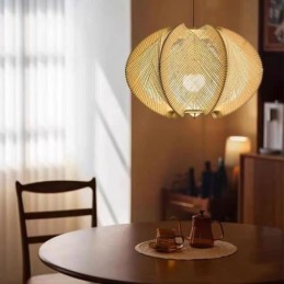 Nordische Pendelleuchte, Retro-Wabi-Sabi-Stil, handgefertigte Deckenleuchte aus Massivholz
