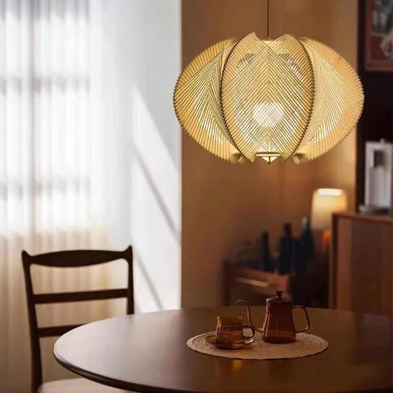 Nordische Pendelleuchte, Retro-Wabi-Sabi-Stil, handgefertigte Deckenleuchte aus Massivholz