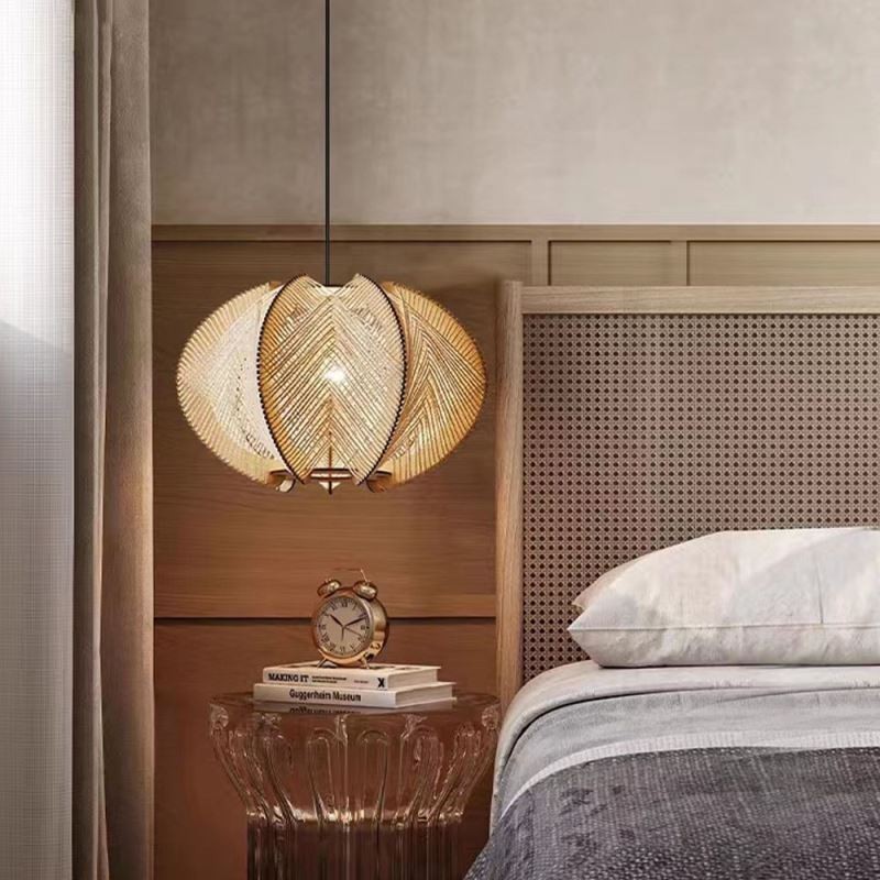 Nordische Pendelleuchte, Retro-Wabi-Sabi-Stil, handgefertigte Deckenleuchte aus Massivholz