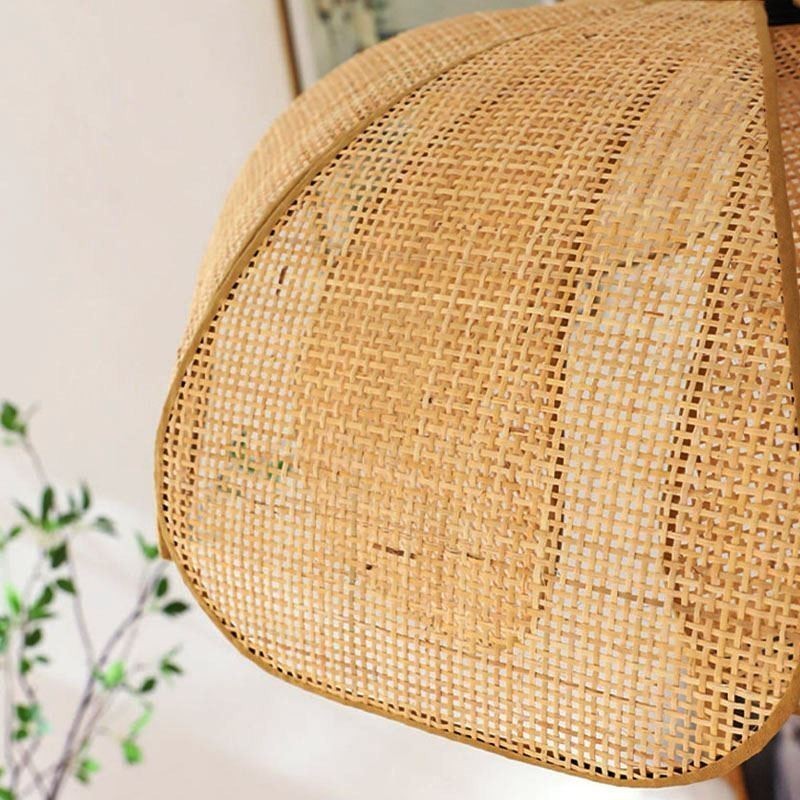 Rattan Blütenblatt Pendelleuchte Wabi Sabi Stil Handgewebte Rattan Deckenleuchte