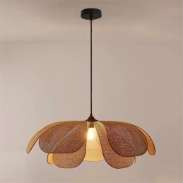 Rattan Blütenblatt Pendelleuchte Wabi Sabi Stil Handgewebte Rattan Deckenleuchte