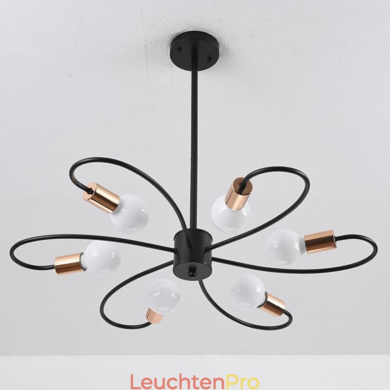 Rustikaler Kronleuchter 6 Lichter Klassische Blütenblätter Deckenleuchte