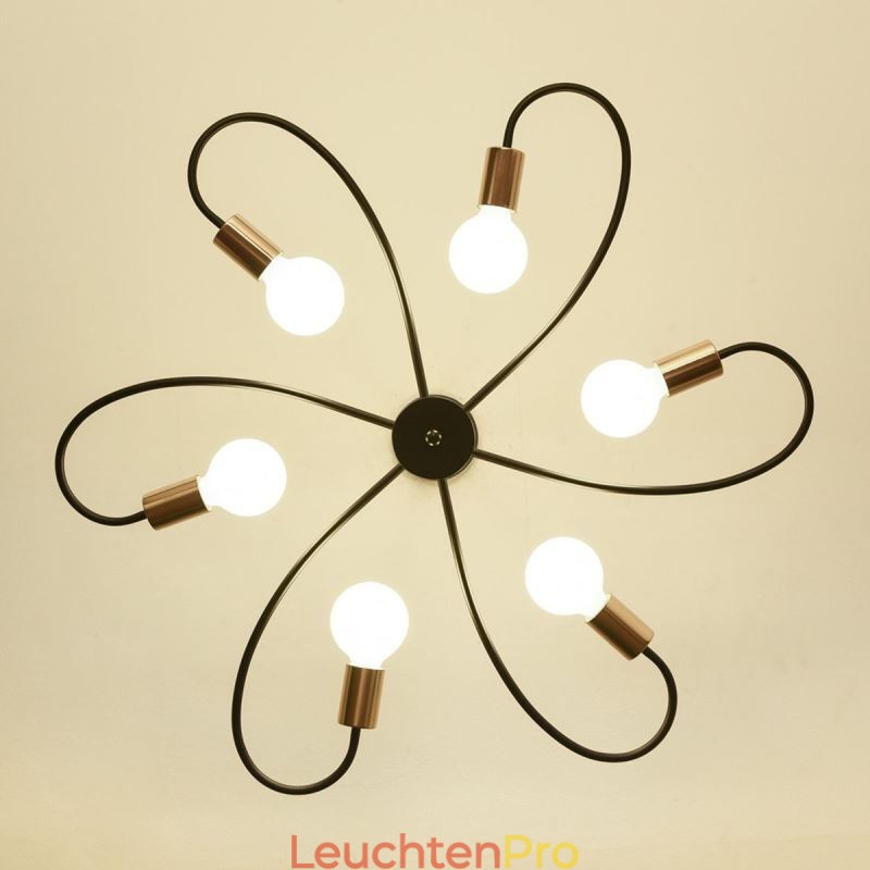 Rustikaler Kronleuchter 6 Lichter Klassische Blütenblätter Deckenleuchte