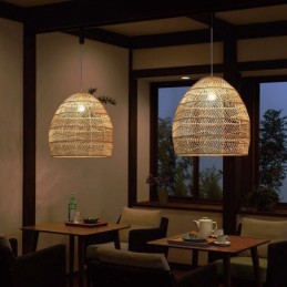 Handgewebte Pendelleuchte Rattan Hängeleuchte Bauernhaus