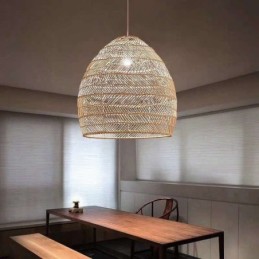 Handgewebte Pendelleuchte Rattan Hängeleuchte Bauernhaus