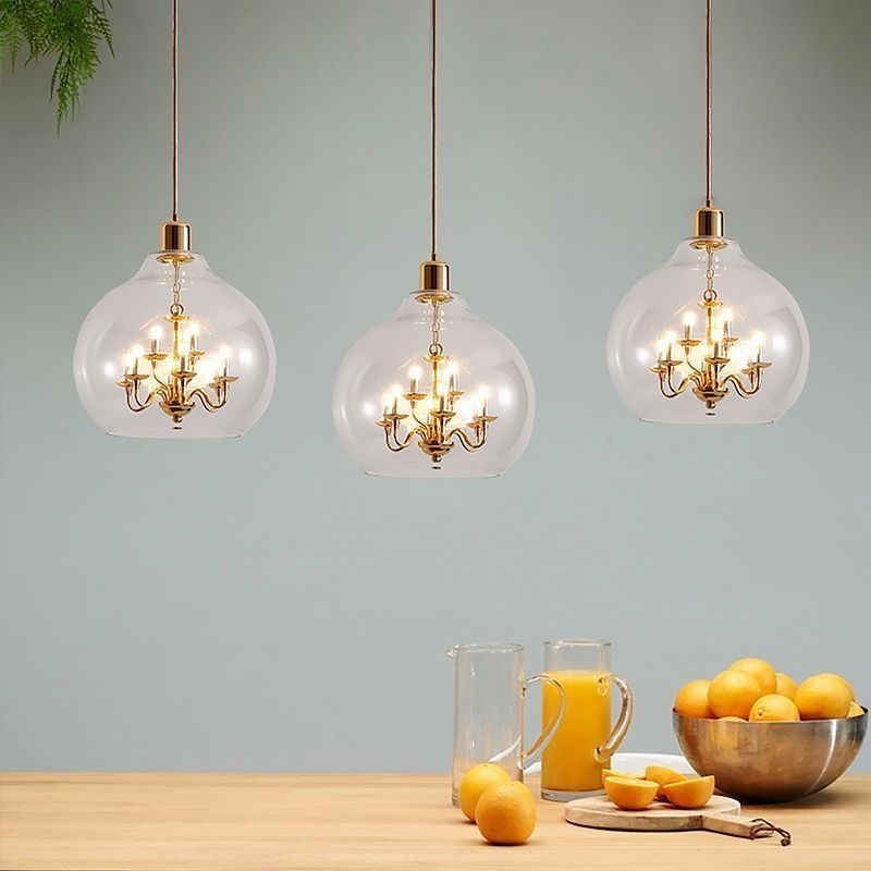 Glas Pendelleuchte Moderne Minimalistische Schmiedeeisen Deckenleuchte 9 Lichter