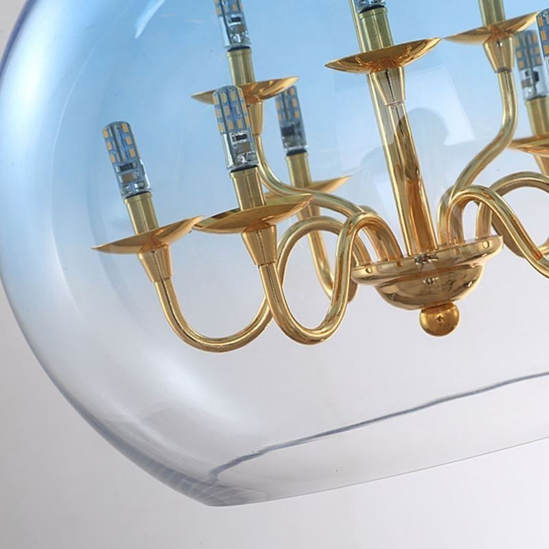 Glas Pendelleuchte Moderne Minimalistische Schmiedeeisen Deckenleuchte 9 Lichter