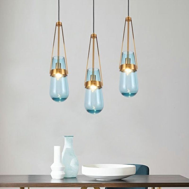 Wassertropfen Glas Pendelleuchte Moderne minimalistische Schmiedeeisen kleine Deckenleuchte