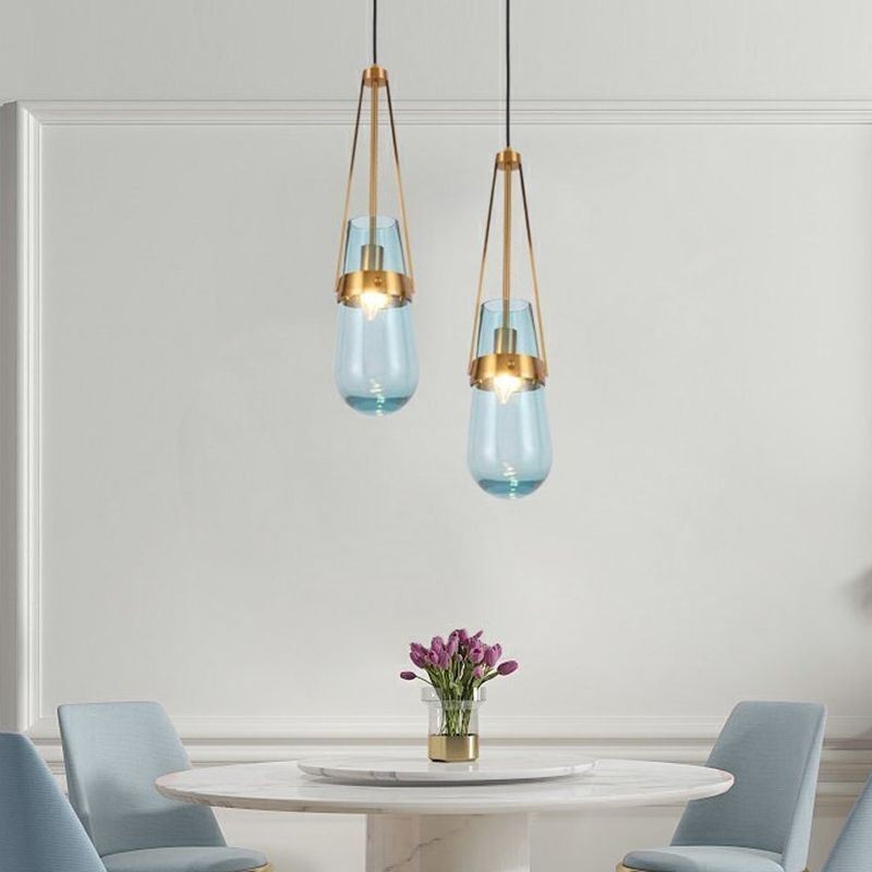 Wassertropfen Glas Pendelleuchte Moderne minimalistische Schmiedeeisen kleine Deckenleuchte