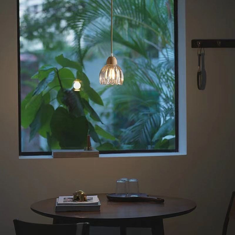 Glas Pendelleuchte Retro Pastoralen Stil Insel Deckenleuchte Gummi Holz Dekorative Lampe