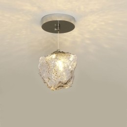 Glas Pendelleuchte Retro Dekolampe Eiswürfelförmiger Lampenschirm