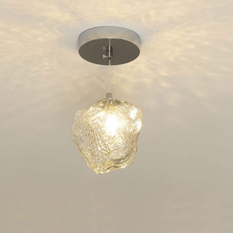 Glas Pendelleuchte Retro Dekolampe Eiswürfelförmiger Lampenschirm