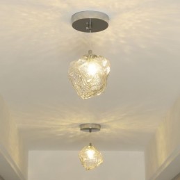 Glas Pendelleuchte Retro Dekolampe Eiswürfelförmiger Lampenschirm