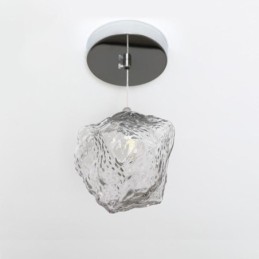 Glas Pendelleuchte Retro Dekolampe Eiswürfelförmiger Lampenschirm