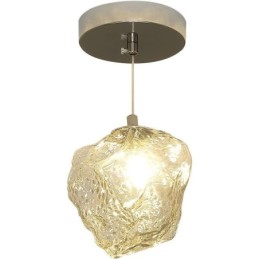 Glas Pendelleuchte Retro Dekolampe Eiswürfelförmiger Lampenschirm