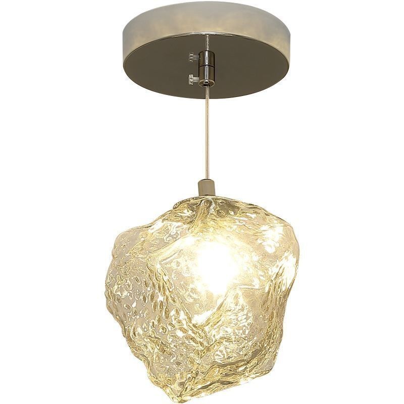 Glas Pendelleuchte Retro Dekolampe Eiswürfelförmiger Lampenschirm