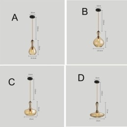 Nordische Glas-Pendelleuchte, bernsteinfarbener Schirm, Deckenleuchte
