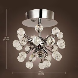 Moderne zeitgenössische Kristall Mini Stil Chrom Metall Kronleuchter Unterputz