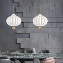 Moderne Pendelleuchte aus weißem Glas in Kugelform, minimalistische Deckenleuchte