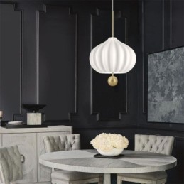 Moderne Pendelleuchte aus weißem Glas in Kugelform, minimalistische Deckenleuchte