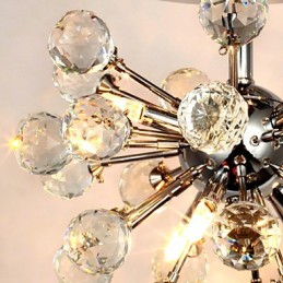 Moderne zeitgenössische Kristall Mini Stil Chrom Metall Kronleuchter Unterputz