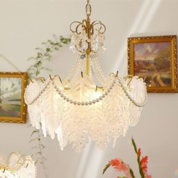 Europäische Glas Pendelleuchte Postmoderne Blatt Hängeleuchte