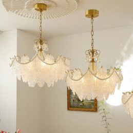 Europäische Glas Pendelleuchte Postmoderne Blatt Hängeleuchte