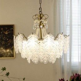 Elegante Glas-Pendelleuchte Blatt-Hängeleuchte