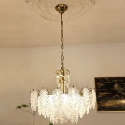 Elegante Glas-Pendelleuchte Blatt-Hängeleuchte