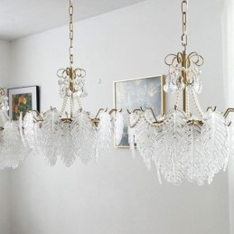 Elegante Glas-Pendelleuchte Blatt-Hängeleuchte