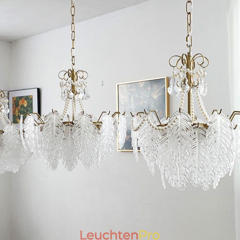 Elegante Glas-Pendelleuchte Blatt-Hängeleuchte