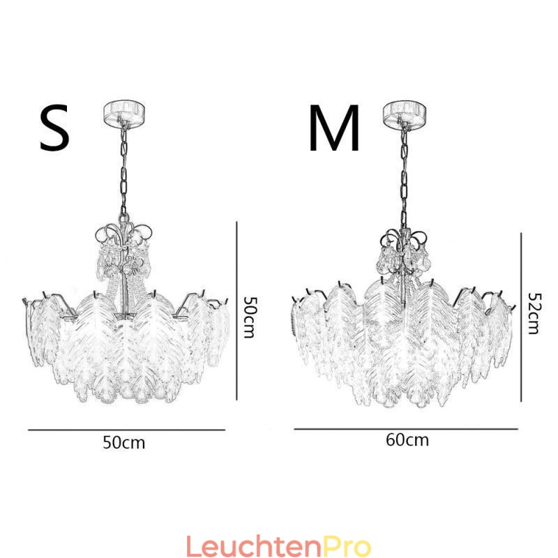 Elegante Glas-Pendelleuchte Blatt-Hängeleuchte