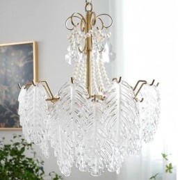 Elegante Glas-Pendelleuchte Blatt-Hängeleuchte