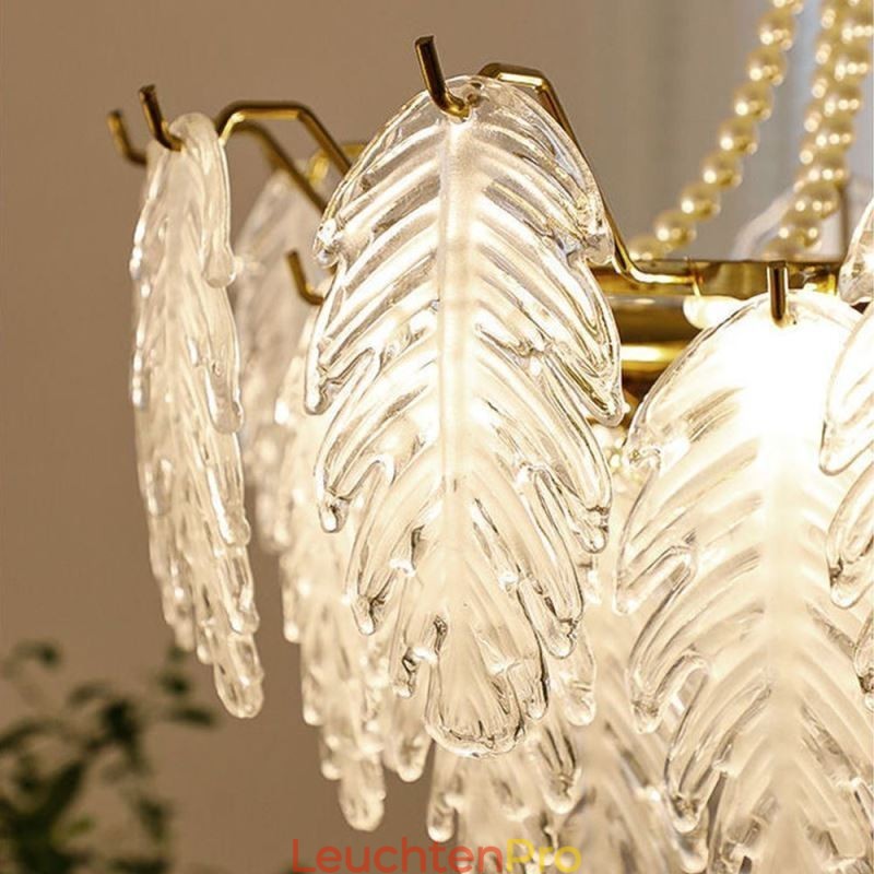 Elegante Glas-Pendelleuchte Blatt-Hängeleuchte