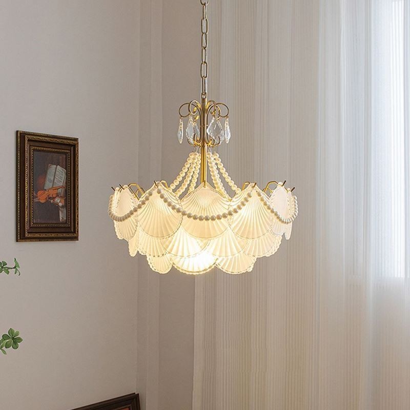 Europäische Glaspendelleuchte Elegante Jakobsmuschel-Hängeleuchte
