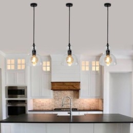 Moderne Eisen Pendelleuchte Kürbis Glas Hängeleuchte