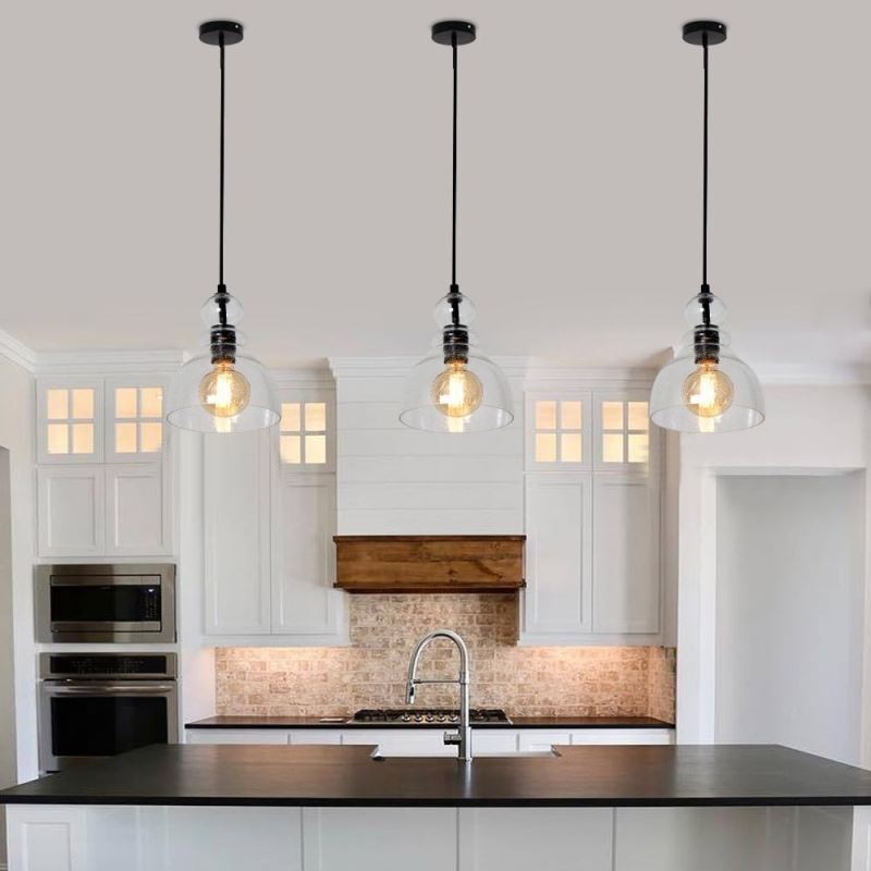 Moderne Eisen Pendelleuchte Kürbis Glas Hängeleuchte