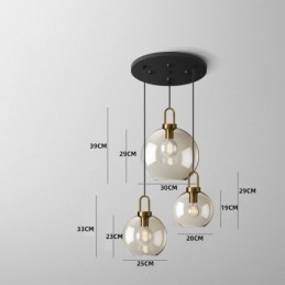 3-flammige Pendelleuchte mit Glasschirminsel