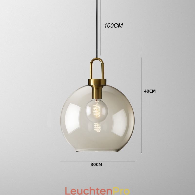 3-flammige Pendelleuchte mit Glasschirminsel